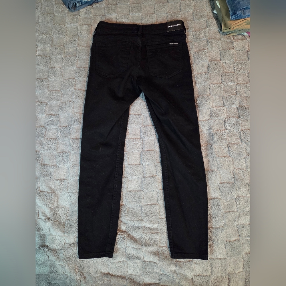 CALVIN KLEIN Jeans CKJ 001 Mid Rise Black Super Skinny Jeans Womans Size  28x28 - Picture 2 of 7